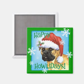 Aimant Happy Howlidays Bullmastiff (Recto/Verso)