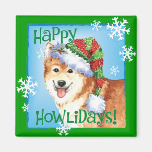 Aimant Happy Howlidays Icelandic Sheepdog