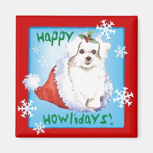Aimant Happy Howlidays Maltese (Devant)
