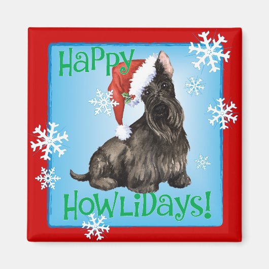 Aimant Happy Howlidays Scottish Terrier (Devant)