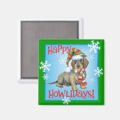 Aimant Happy Howlidays Wirehaired Dachshund (Recto/Verso)