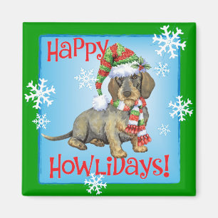 Aimant Happy Howlidays Wirehaired Dachshund