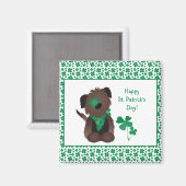 Aimant Happy Jour de la Saint Patrick Chien quatre feuill (Recto/Verso)