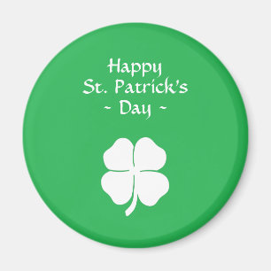 Aimant Happy Jour de la Saint Patrick vert à quatre feui