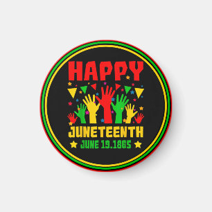 Aimant Happy Juneteenth Black Red Green Yellow Hands