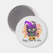 Aimant Happy Meow-o-ween -Chat Sorcière Noire (Recto/Verso)