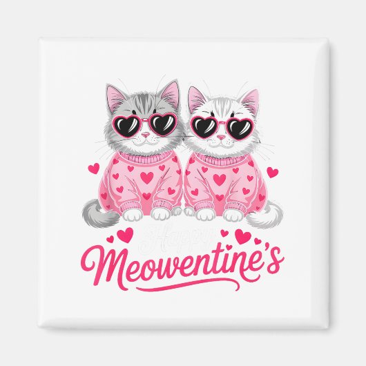 Aimant Happy Meowentine’s Cute Romantic Cats Couple Valen (Devant)