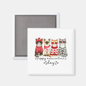 Aimant Happy Meowentine's Day Cute Valentines Funny Cat S (Recto/Verso)