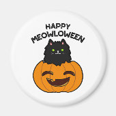 Aimant Happy Meowloween Funny Halloween jeu de chat noir (Devant)