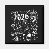 Aimant Happy New Year 2026 Bow Funny  (Devant)