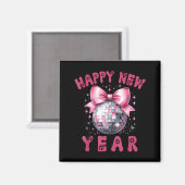 Aimant Happy New Year 2026 Coquette Nk Bow Disco Ball Wom (Recto/Verso)