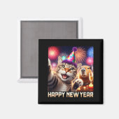 Aimant Happy New Year 2026 Cute Cat Capybara Party Art  (Recto/Verso)