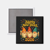 Aimant Happy New Year 2026 Cute Gnome Party Gift  (Recto/Verso)