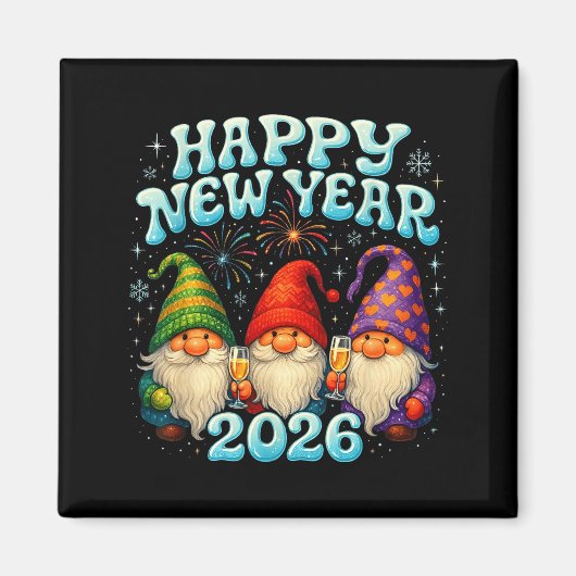 Aimant Happy New Year 2026 Cute Gnome Party Gift  (Devant)