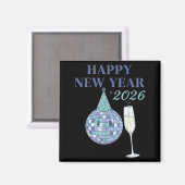 Aimant Happy New Year 2026 Disco Ball Celebration (Recto/Verso)