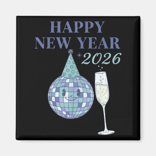 Aimant Happy New Year 2026 Disco Ball Celebration (Devant)