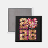 Aimant Happy New Year 2026 Disco Ball Nk Coquette Bow Fam (Recto/Verso)