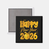 Aimant Happy New Year 2026 Eve Party Gold Family Matching (Recto/Verso)