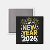 Aimant Happy New Year 2026 - New Year's Eve 2026  (Recto/Verso)