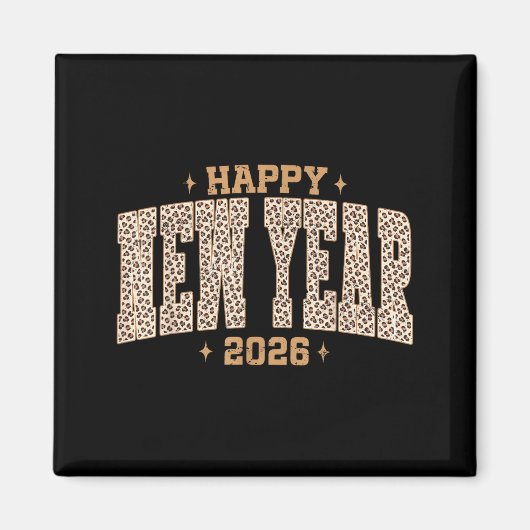 Aimant Happy New Year 2026 Retro Leopard New Years Eve Pa (Devant)