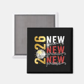 Aimant Happy New Year Eve 2026 New Year Party Hello 2026  (Recto/Verso)