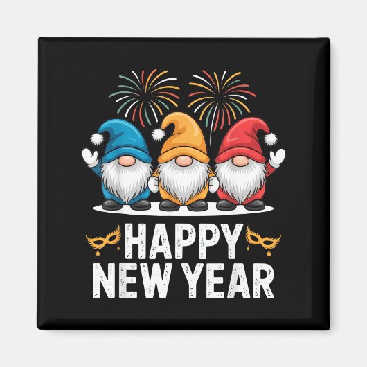 Aimant Happy New Year Gnomes For Party Lovers And Festive (Devant)