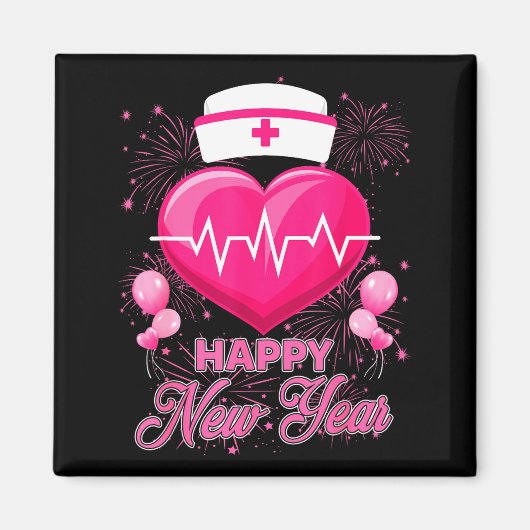 Aimant Happy New Year Nurses Heartbeat New Years Eve Part (Devant)