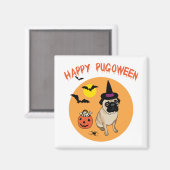 Aimant Happy Pugoween Carlins Tee - shirts, Cadeaux (Recto/Verso)