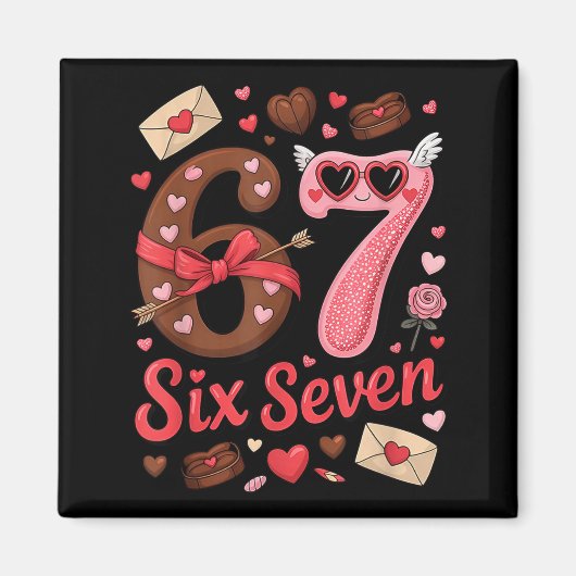 Aimant Happy Valentine’s Day 67 Meme Hearts Coquette Bow  (Devant)