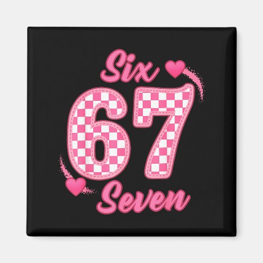 Aimant Happy Valentine’s Day 67 Meme Hearts Coquette Bow  (Devant)