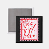 Aimant Happy Valentine’s Day 67 Meme Hearts Coquette Bow  (Recto/Verso)