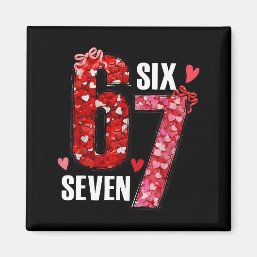 Aimant Happy Valentine’s Day 67 Meme Hearts Coquette Bow  (Devant)