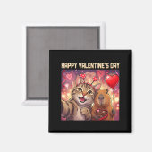 Aimant Happy Valentines 2026 Cute Cat Capybara Party Art  (Recto/Verso)