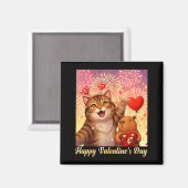Aimant Happy Valentines 2026 Cute Cat Capybara Party Art (Recto/Verso)