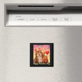 Aimant Happy Valentines 2026 Cute Cat Capybara Party Art (In Situ (Lave-vaisselle))