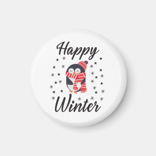 Aimant Happy Winter, mignon Penguin (Devant)