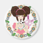 Aimant Harajuku Girl Yuriko - bordé (Devant)