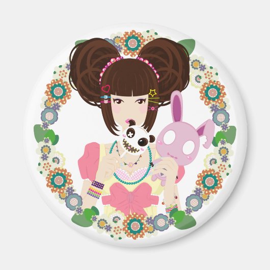 Aimant Harajuku Girl Yuriko - bordé (Devant)