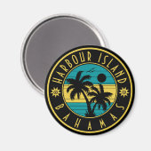 Aimant Harbour Island Bahamas Retro Palm tree Souvenirs (Recto/Verso)