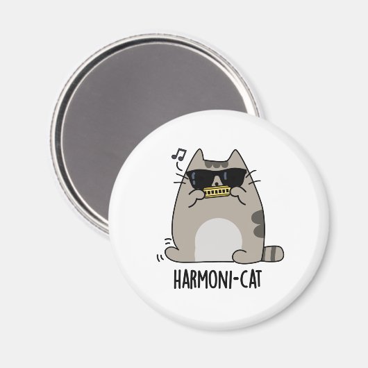 Aimant Hari-cat Funny Harmonica Cat Pun (Recto/Verso)