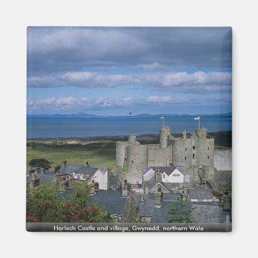 Aimant Harlech Château et village, Gwynedd, Nord de Wale (Devant)