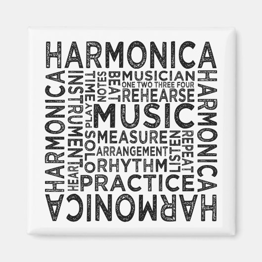 Aimant Harmonica Typographie (Devant)