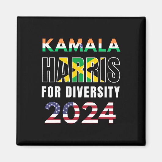 Aimant Harris Inde Jamaïque Drapeau Diversité 2024 (Devant)