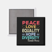 Aimant Harris Peace Love Equality Hope Diversity Retro (Recto/Verso)