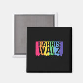 Aimant Harris Walz 2024 Gay pride Lgbtq Rainbow Kamala Ha (Recto/Verso)