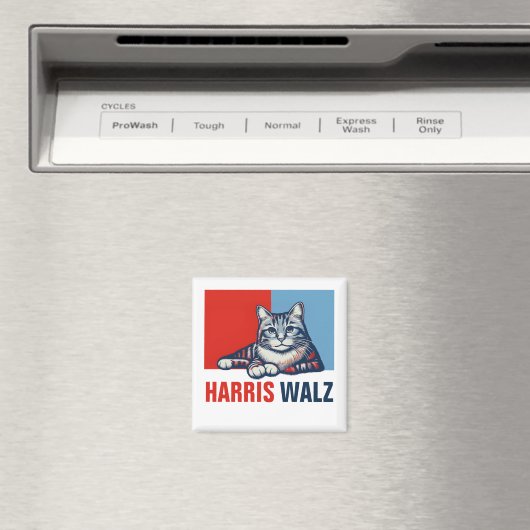 Aimant Harris Walz 2024 Manifestement Red Blue Cat (In Situ (Lave-vaisselle))