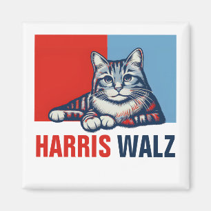 Aimant Harris Walz 2024 Manifestement Red Blue Cat