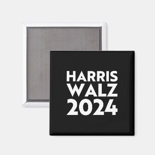 Aimant Harris Walz 2024 typographie moderne blanc et noir