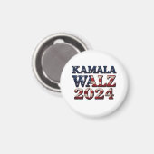 Aimant Harris Walz Élection 2024 Kamala Tim Waltz (Recto/Verso)