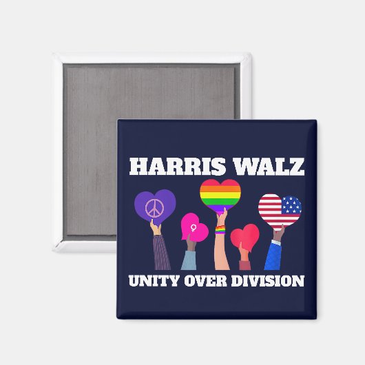 Aimant Harris Walz Unité de division LGBTQ Bleu foncé (Recto/Verso)